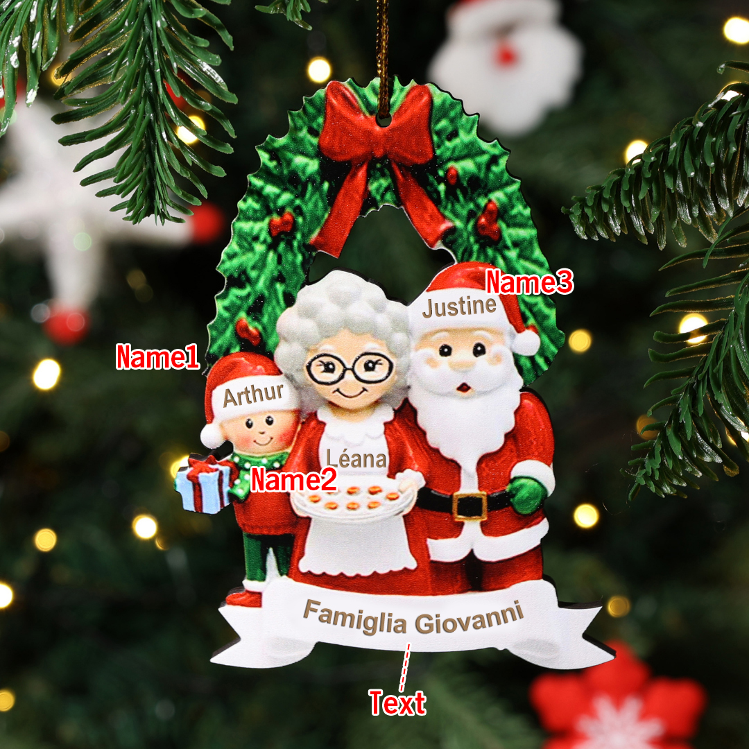 Ornamenti natalizi Bambola 3 nomi e testi personalizzati