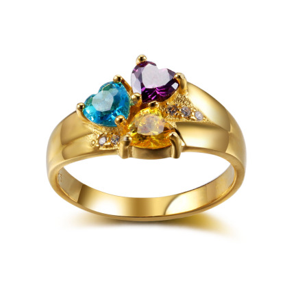 Anello 3 nomi con 3 pietre di nascita in argento 925