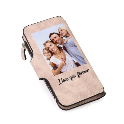 Portafoglio in PU pelle con 1 letetra & 1 testo & 1 nome & 1 foto personalizzati per mamma/nonna