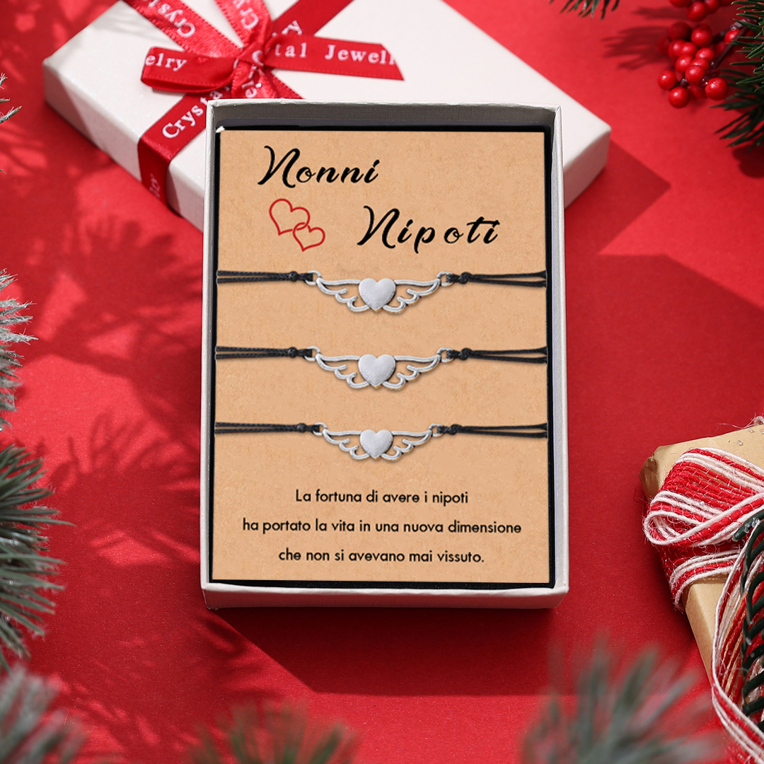 Braccialetto Per Nonna In Pietre Naturali - Gioiello Elastico Originale Con Biglietto - Regalo Per Festa Della Nonna, Compleanno, Natale