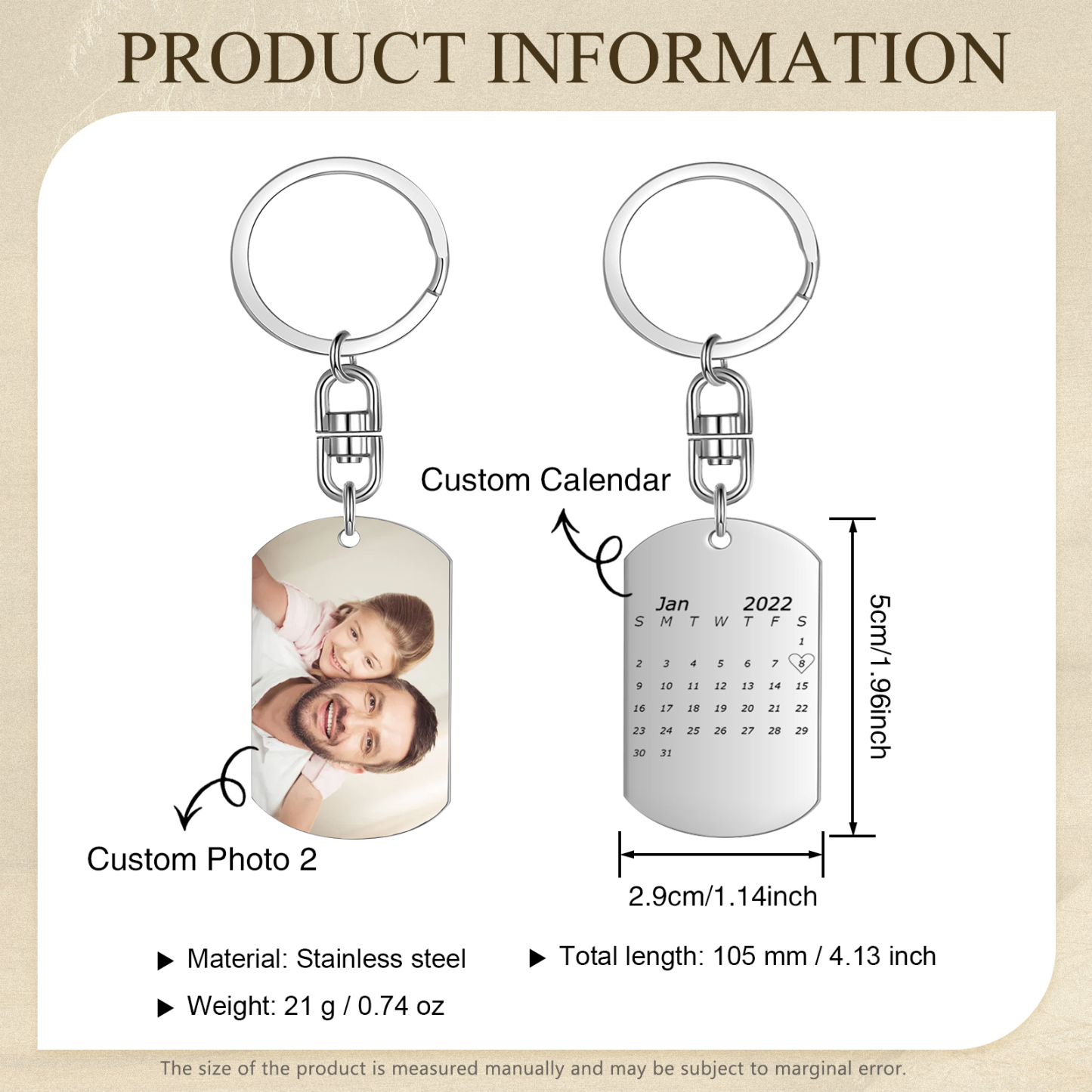 Personalized Leather Wallet Gift Box Set with Keychain Customizable Photo,Text ,Name and Date Wallet Gift for Him