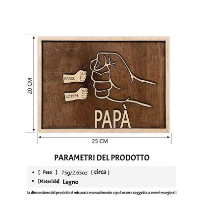 Targa di legno pugno a pugno 2 nomi personalizzabile regalo per papà