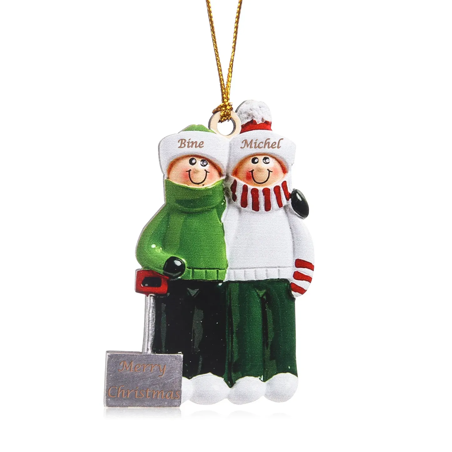 Bianco Natale mille candele... Ornamenti familiari ciondolo per albero di Natale 2 nomi personalizzati