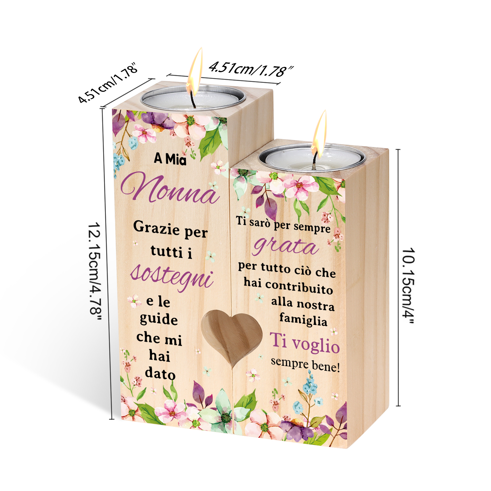 A Mia Nonna Candelieri in legno per mia nonna fiore viola