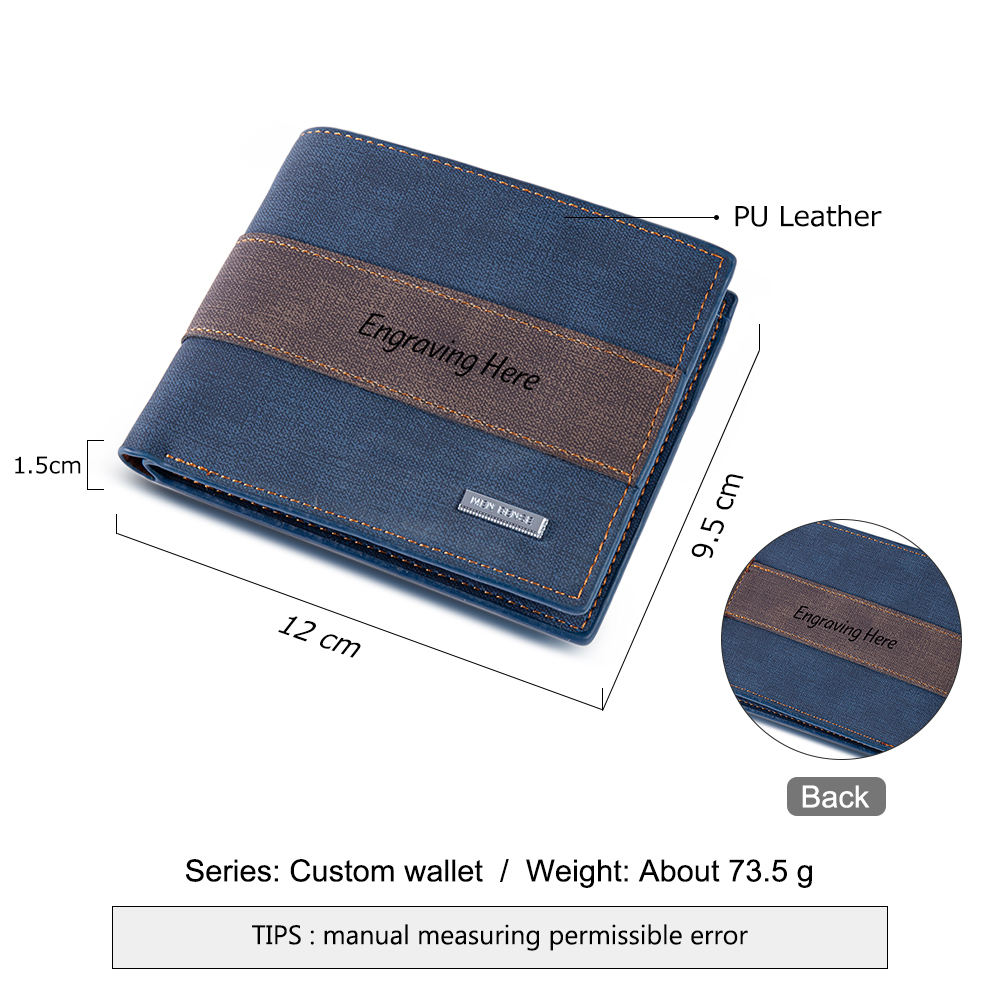 Portafoglio in pelle da uomo 2 testi personalizzabili regalo per papà