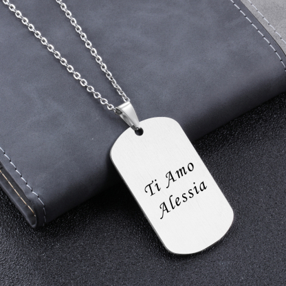 Ti amo-Collana acciaio inox per coppia1 nome 1 testo e 1 foto personalizzabili