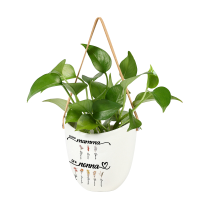 Vaso da parete personalizzato in ceramica con fiore del mese di nascita