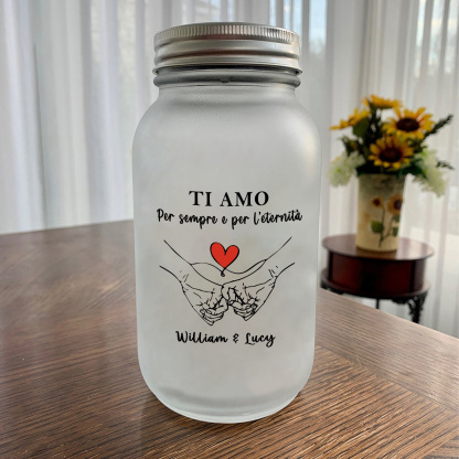 Lampada solare in barattolo Mason personalizzata per coppia