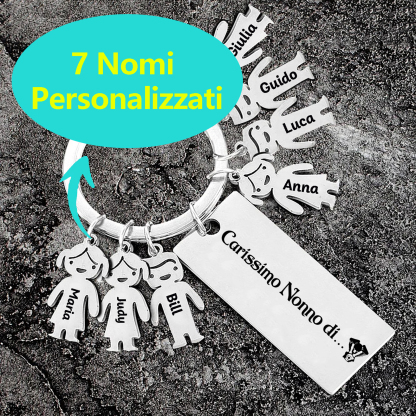 Portachiavi con ciondolo bambino 7 nomi personalizzati regalo per nonno festa dei nonni