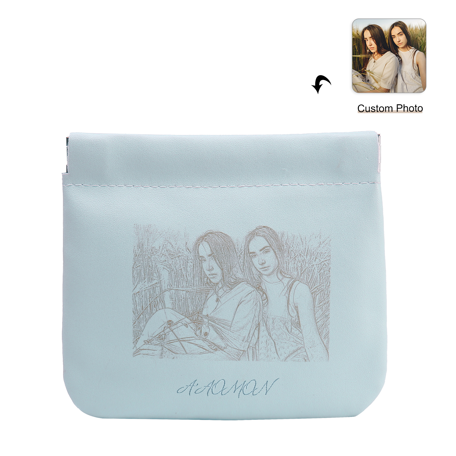 Portamonete in PU pelle con 1 foto personalizzata per donna