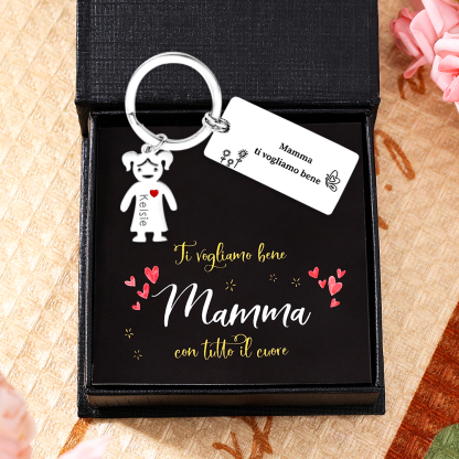 Portachiavi con Ciondolo Bambino Personalizzato – Regalo per Mamma con 1 Nome
