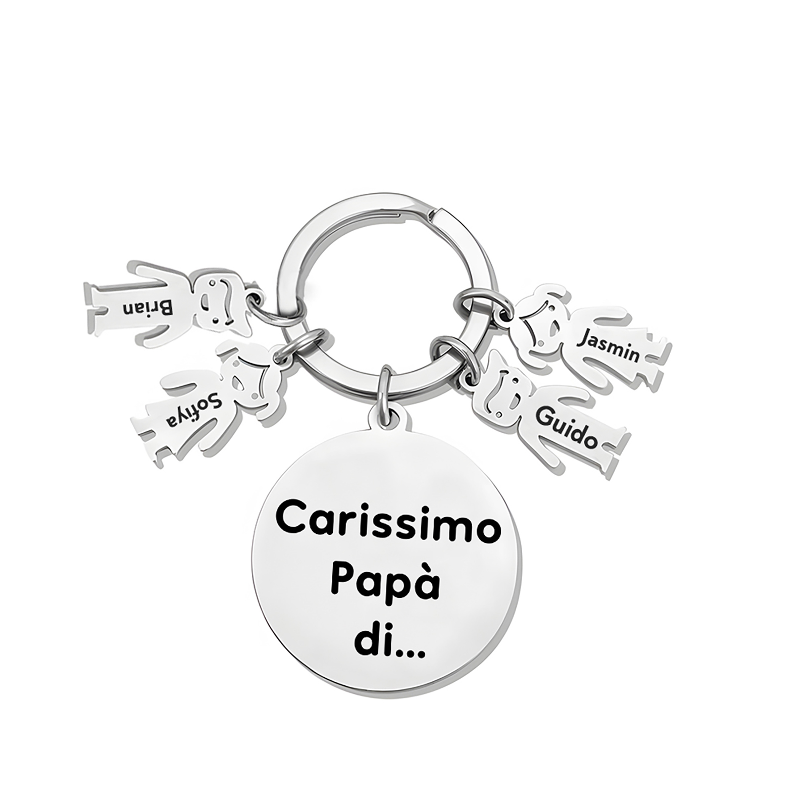 Carissimo papà di noi portachiavi personalizzabile 4 nomi