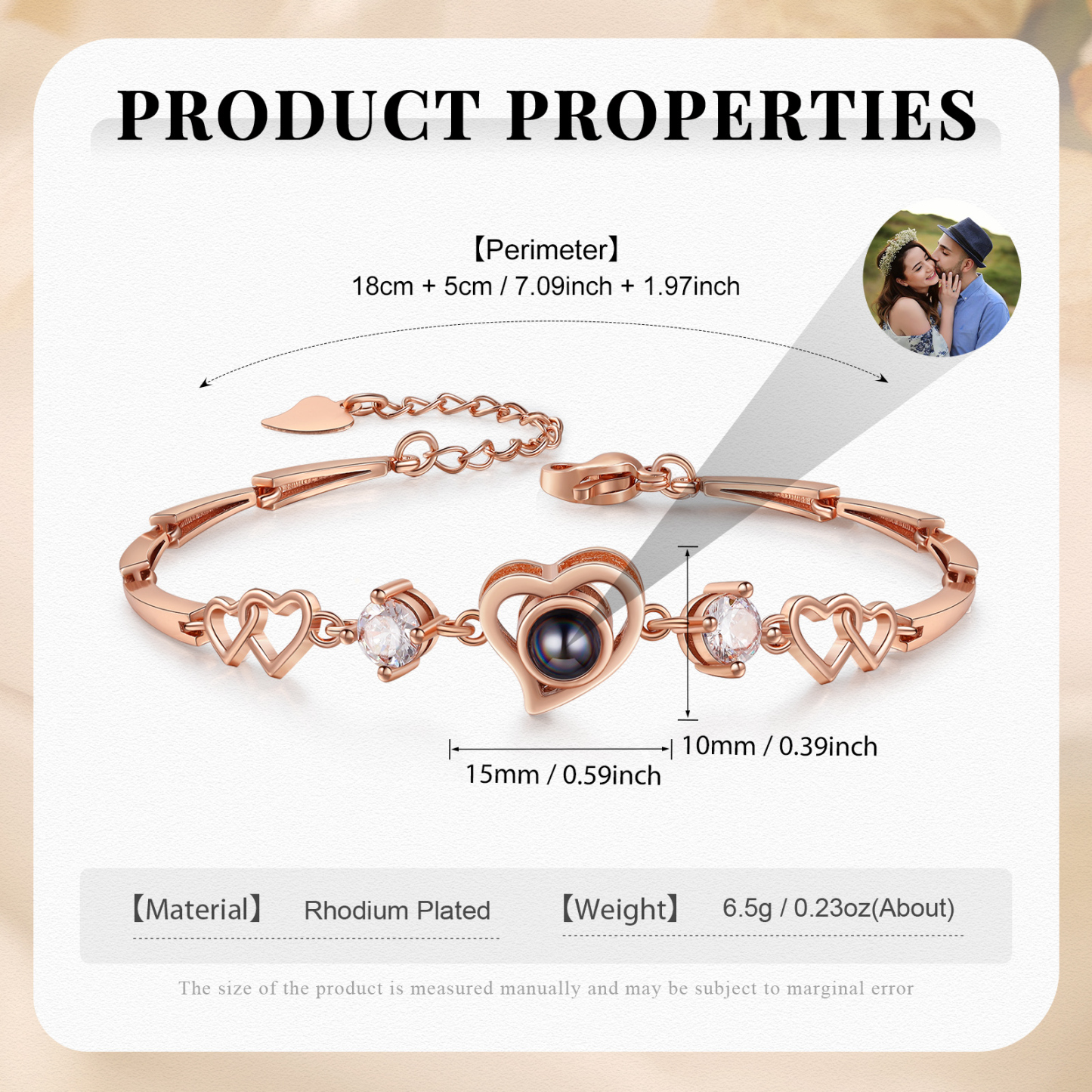 Braccialetto con proiezione di foto personalizzata regalo per coppia