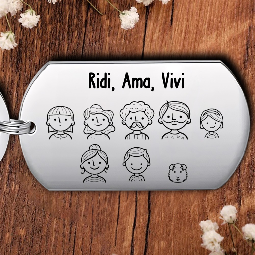 Portachiavi personalizzato la nostra famiglia figura papa mamma figli cane gatto