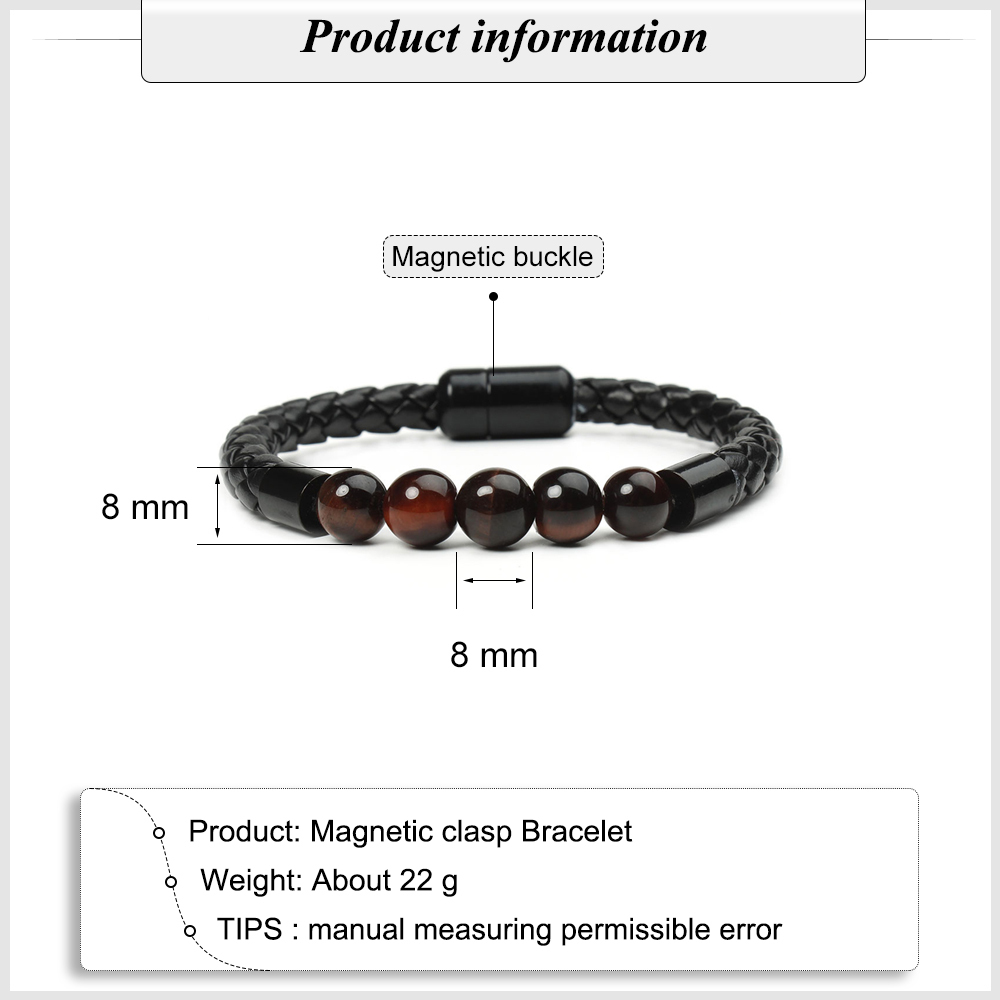 Tiger Eye Black Onyx Beaded Bracelet Men