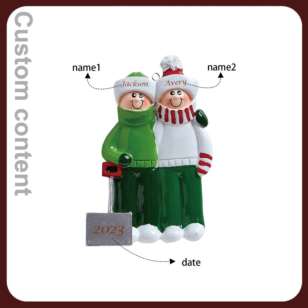 Bianco Natale mille candele... Ornamenti familiari ciondolo per albero di Natale 2 nomi personalizzati