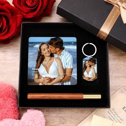 Set Regalo Personalizzato – Magnete Musicale con Foto, Portachiavi Inc