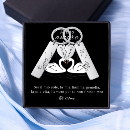 Portachiavi personalizzabile con 2 lettere e data cuore a coppia