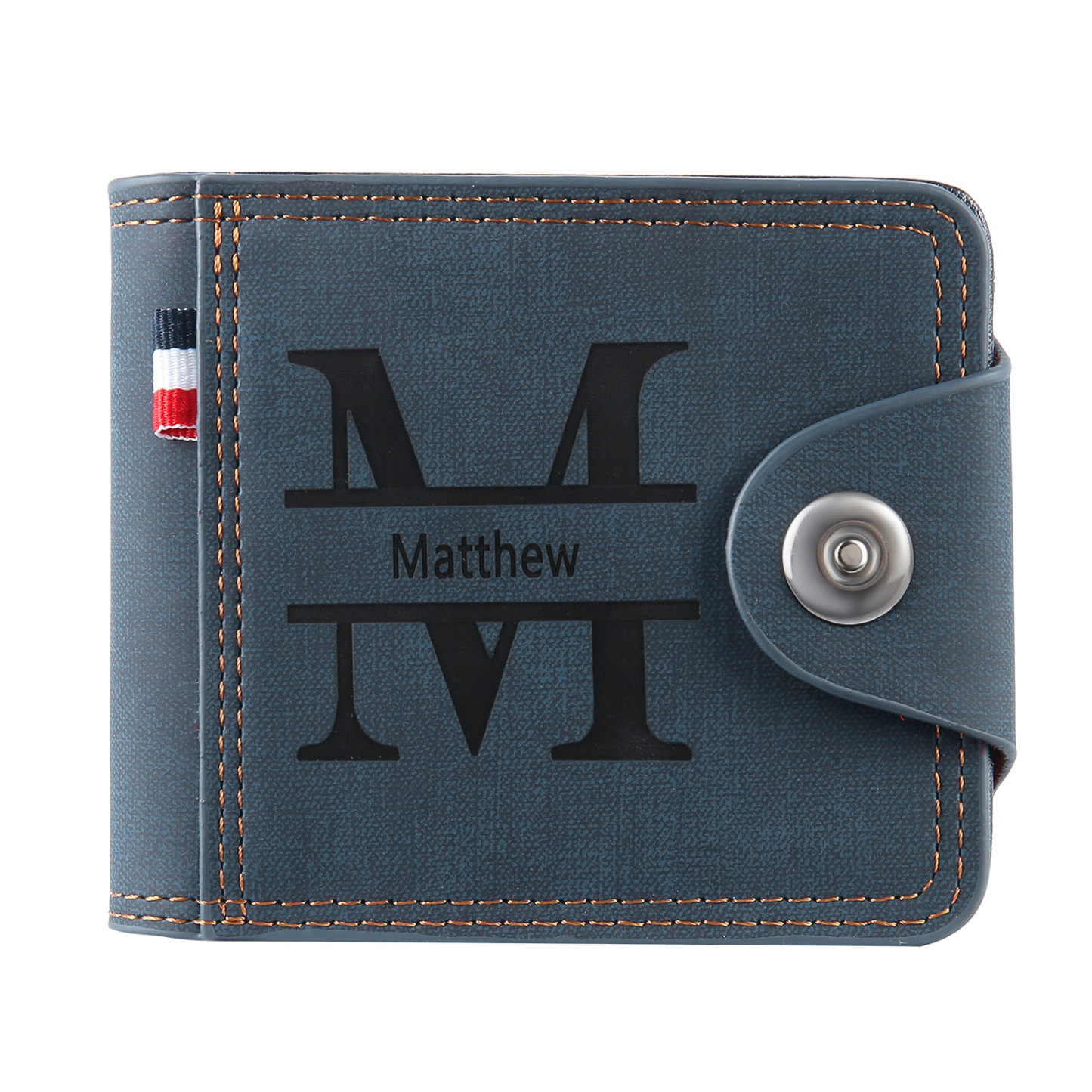 Portafoglio in PU pelle da uomo 1 nome 1 lettera e 1 foto personalizzabili regalo per uomo