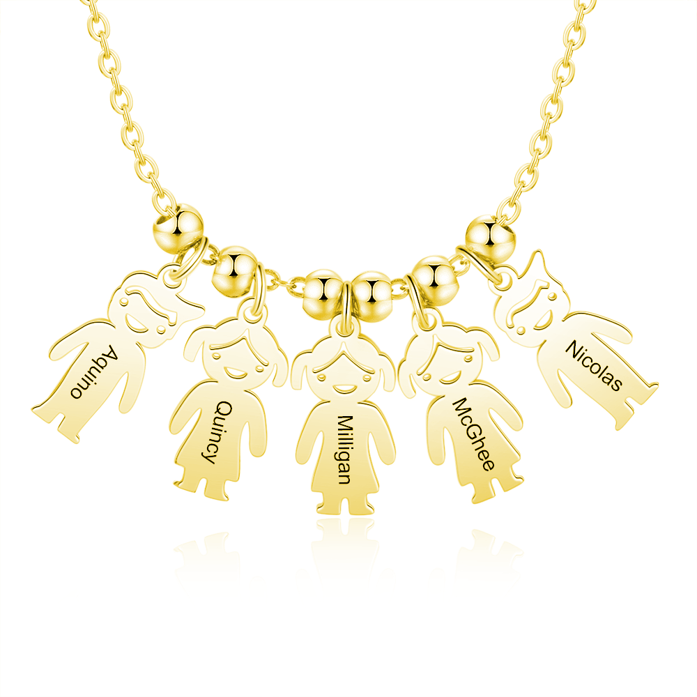 Collana con ciondolo bambino felice personalizzabile 5 nomi