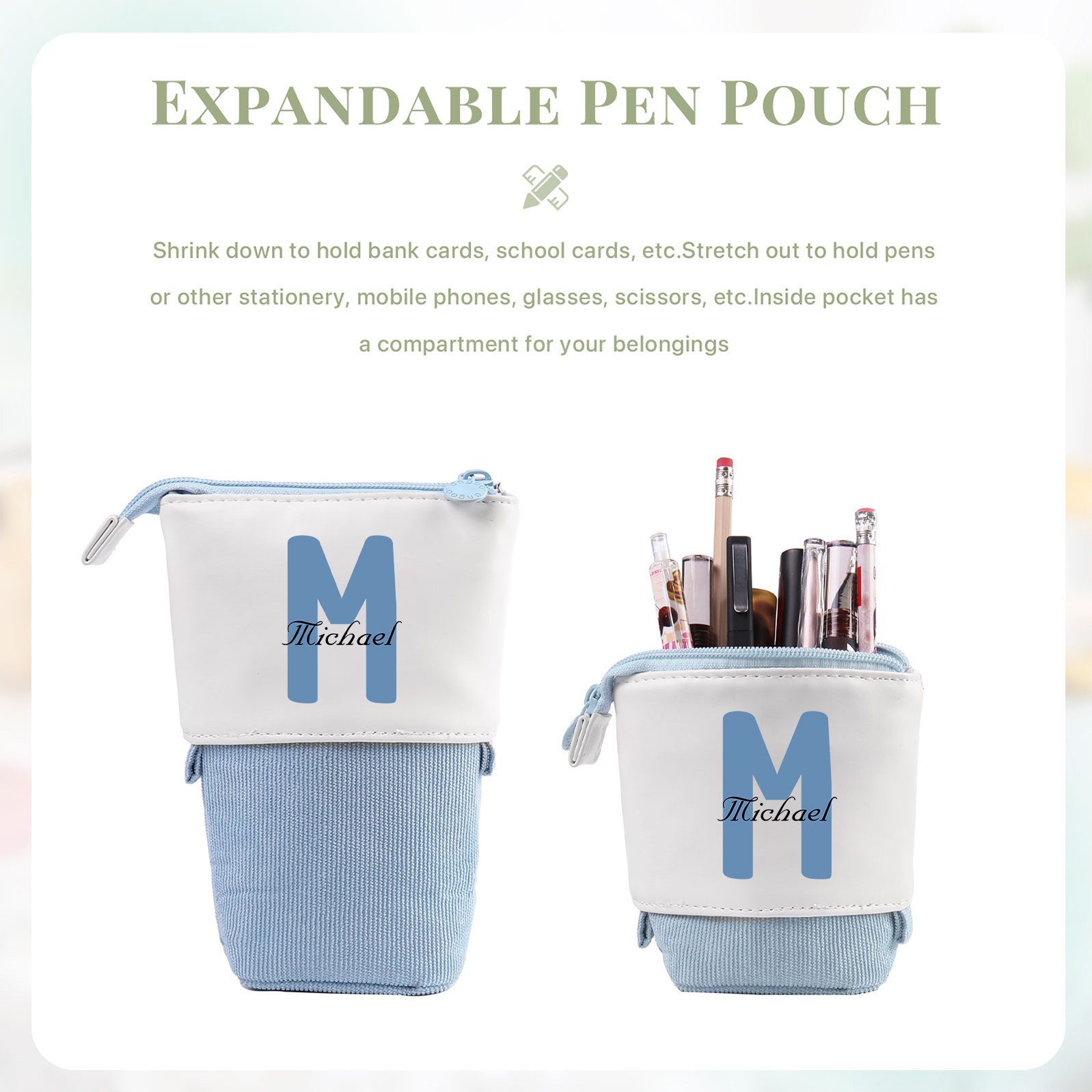 Astuccio per matite personalizzato con 1 nome e 1 lettera regalo per scuola elementare bambini