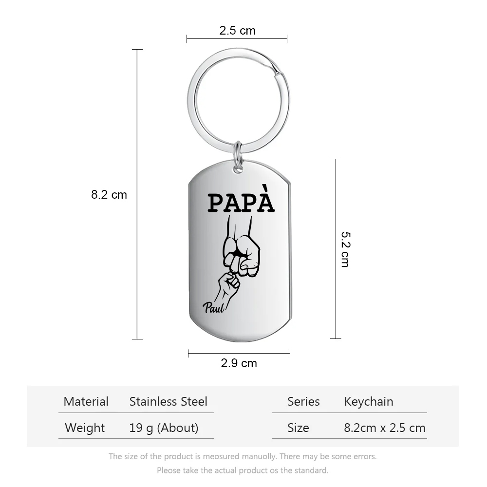 Non dimenticare mai che ti amo-Pugno a pugno Portachiavi 1 nome personalizzato regalo per papà