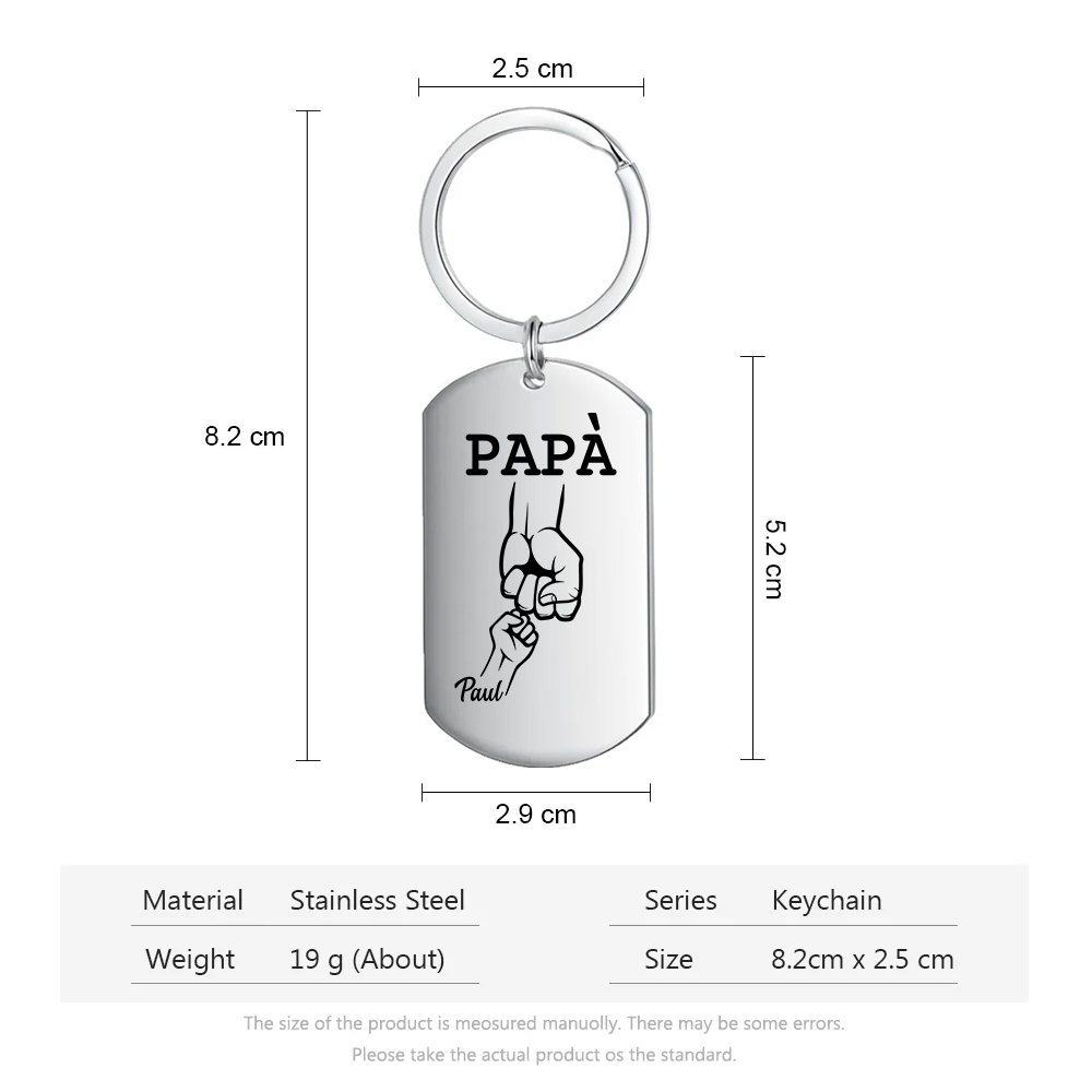 Non dimenticare mai che ti amo-Pugno a pugno Portachiavi 1 nome personalizzato regalo per papà