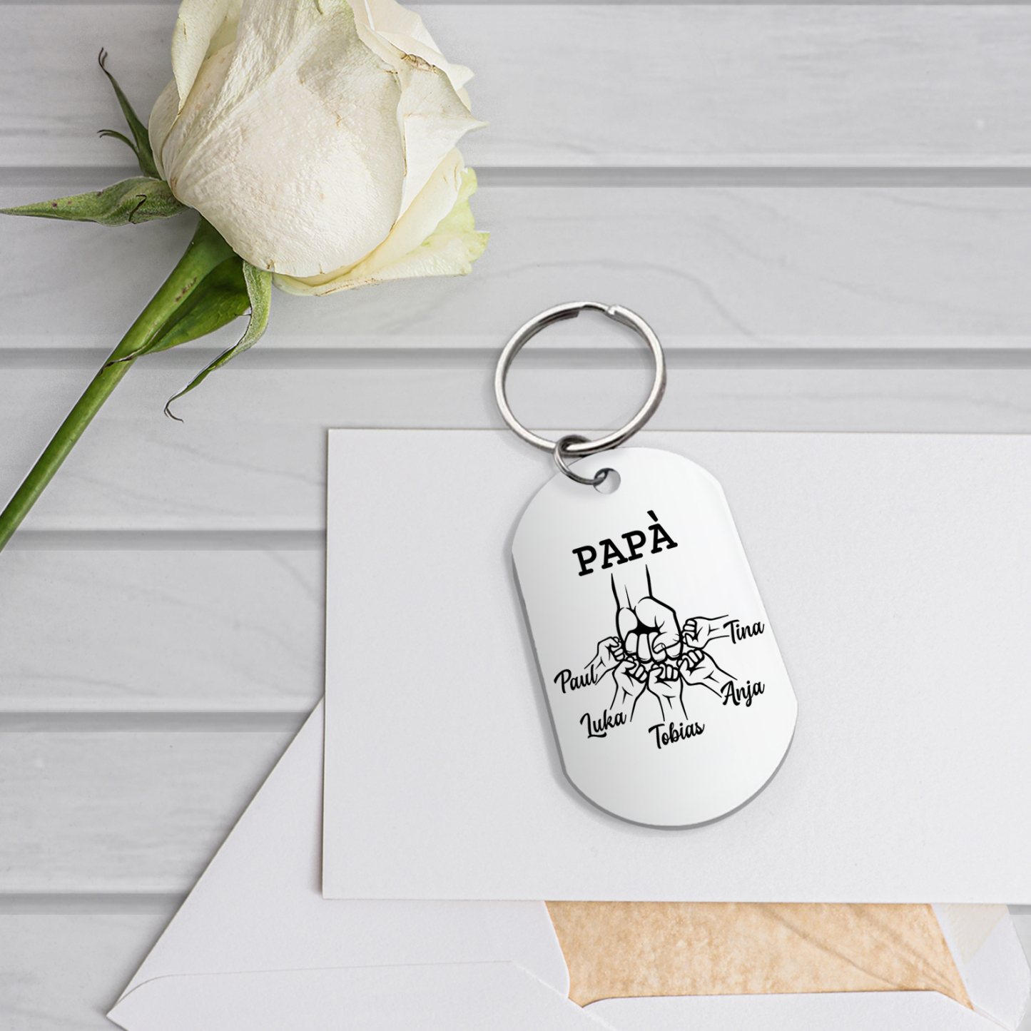 Caro Papà Abbiamo Cercato Di Trovare Il Regalo Perfetto-Portachiavi pugno a pugno 5 nomi regalo per papà