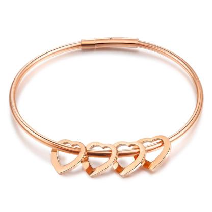 Braccialetto con 4 nomi personalizzati e 4 ciondoli di cuore per donna