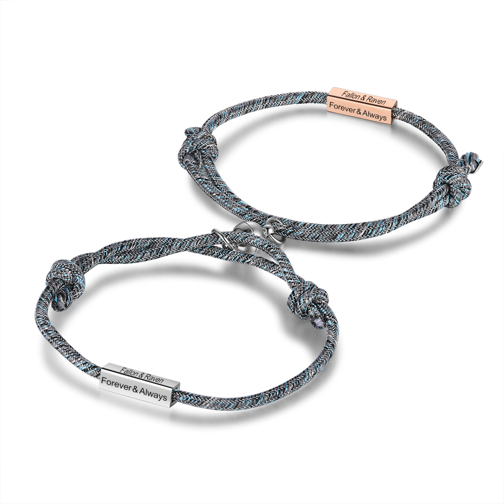 Braccialetto magnetico 2 testi personalizzati per coppia