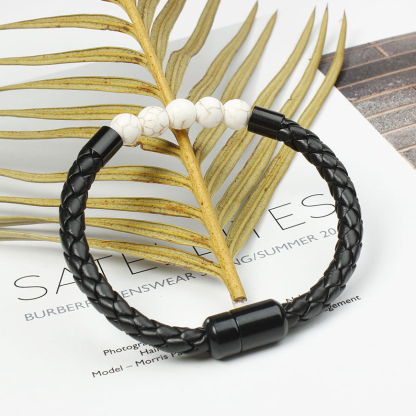Tiger Eye Black Onyx Beaded Bracelet Men