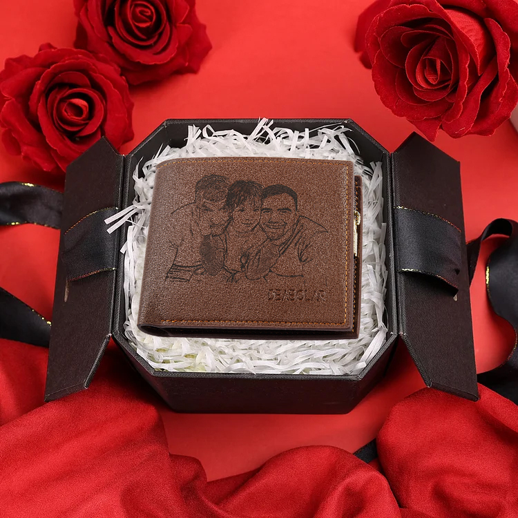 Jessemade IT Portafoglio in pelle con foto e testo personalizzabili per padre marito uomo