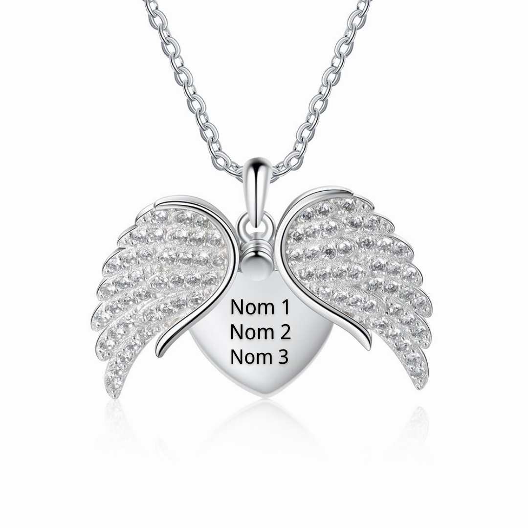 Collana con Ali d'Angelo Personalizzabile Incisione 3 Nomi Regalo di San Valentino | Jessemade