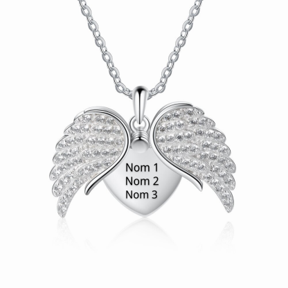 Collana con Ali d'Angelo Personalizzabile Incisione 3 Nomi Regalo di San Valentino | Jessemade
