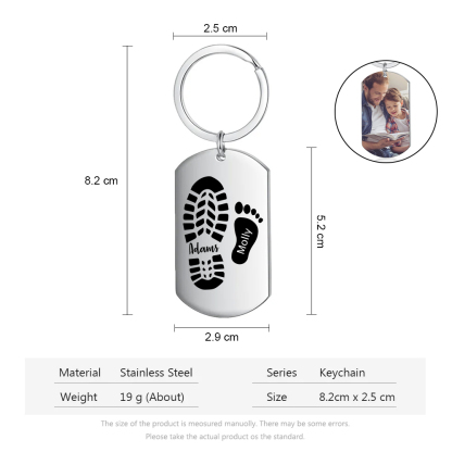 Portachiavi Personalizzato per Uomo – Incisione di 2 Nomi & Foto – Regalo Speciale per Papà/Nonno | Jessemade