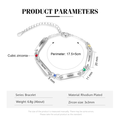 Festa della Mamma Braccialetto infinito con 4 nomi personalizzati e 4 pietre di nascita