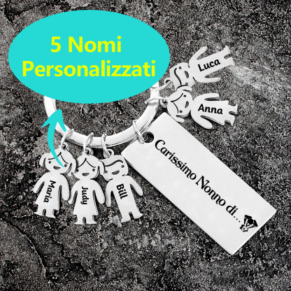 Portachiavi con ciondolo bambino 5 nomi personalizzati regalo per nonno festa dei nonni