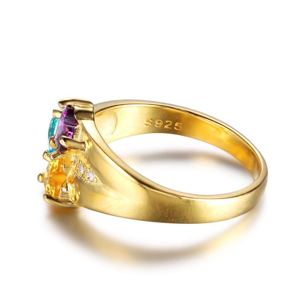 Anello 3 nomi con 3 pietre di nascita in argento 925