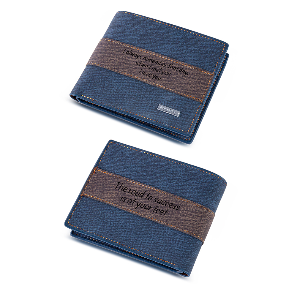 Portafoglio in pelle da uomo 2 testi personalizzabili regalo per papà
