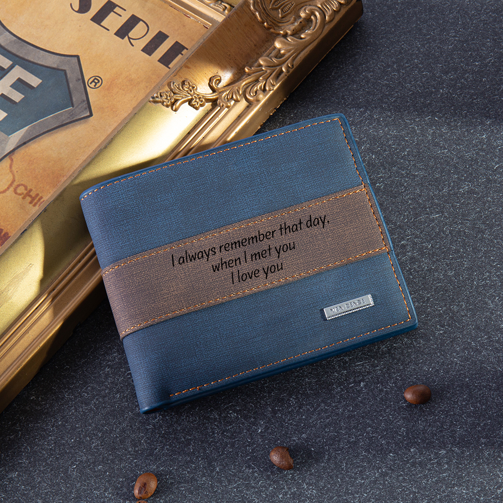 Portafoglio in pelle da uomo 2 testi personalizzabili regalo per papà