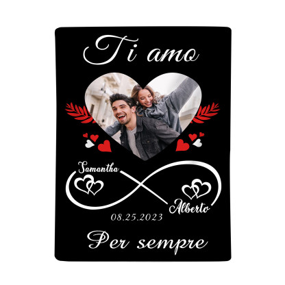 Coperta di Coppia Personalizzata con 1 Foto, 2 Nomi e 1 Data | Regali di San Valentino | Jessemade
