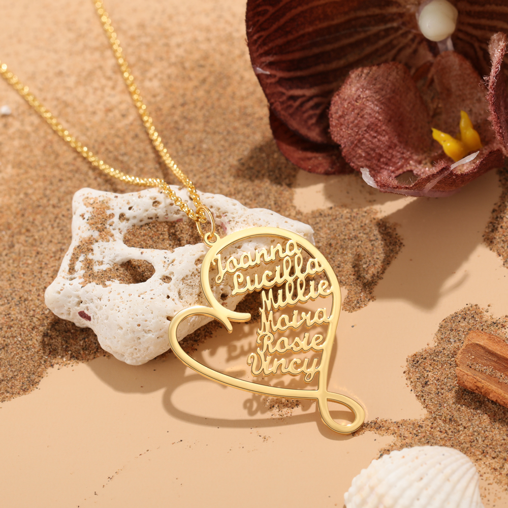 Nome Collana cuore 6 nomi personalizzato regalo per donna