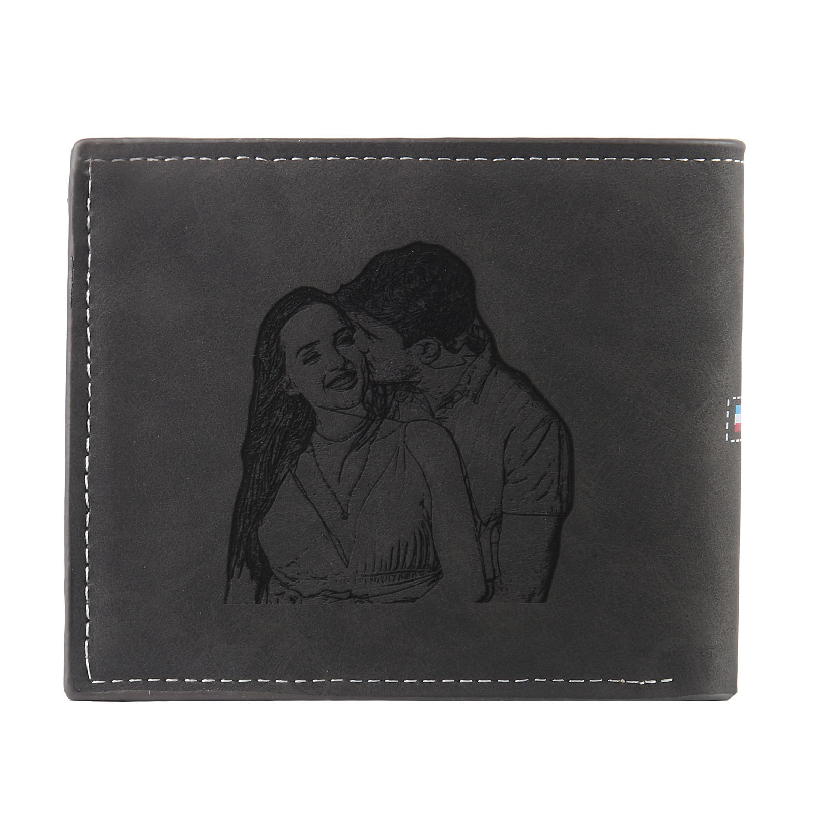 Portafoglio in PU pelle da uomo 1 nome 1 lettera e 1 foto personalizzabili regalo per uomo