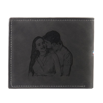 Portafoglio in PU pelle da uomo 1 nome 1 lettera e 1 foto personalizzabili regalo per uomo