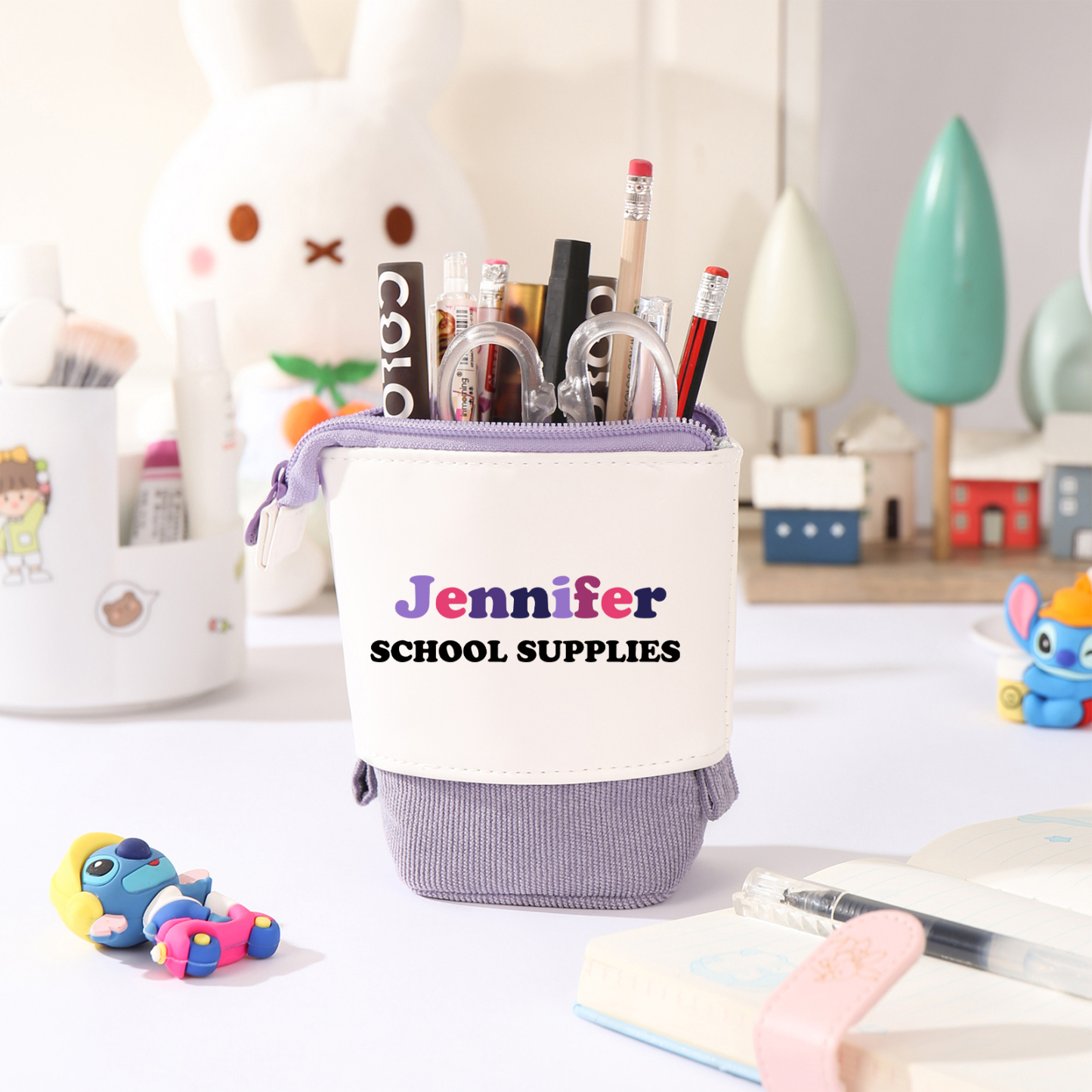 Astuccio per matite personalizzato con 2 testi per scuola elementare bambini