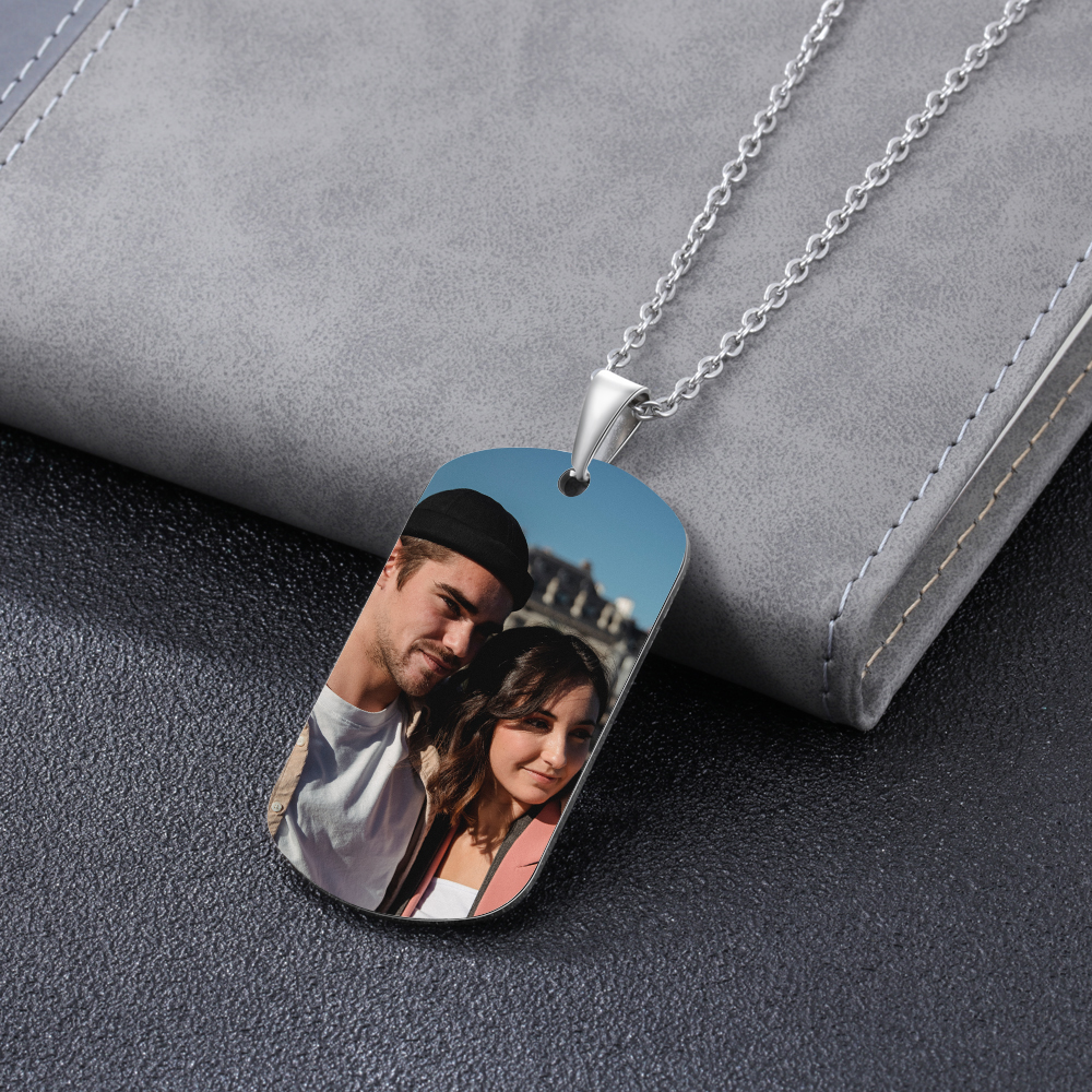 Ti amo-Collana acciaio inox per coppia1 nome 1 testo e 1 foto personalizzabili