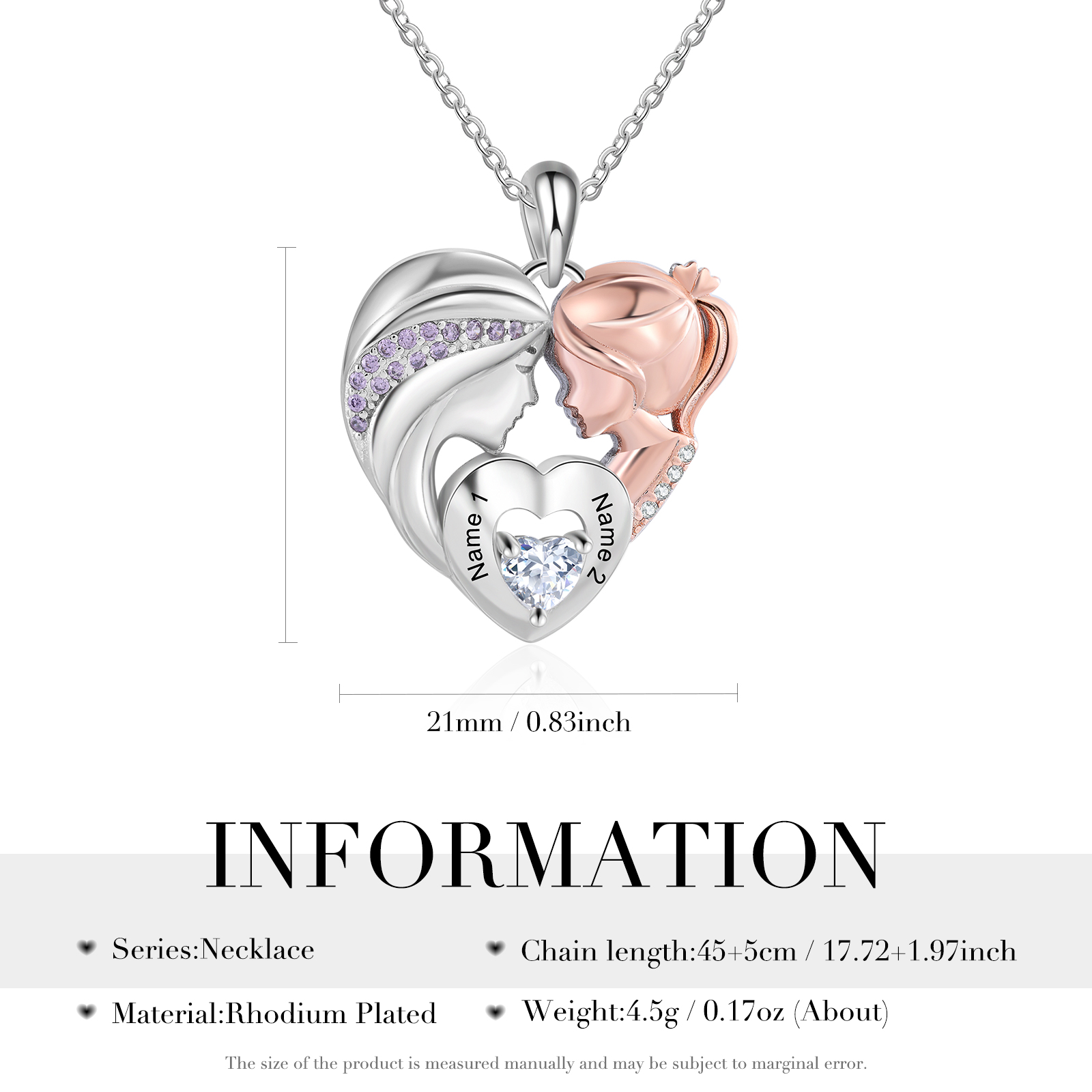 Legame tra mamma e figlia-collana con 2 nomi e gemma personalizzabili regalo donna