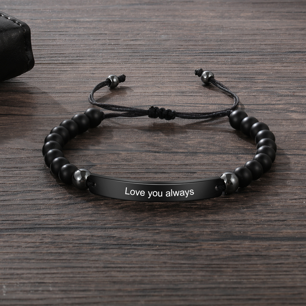 Braccialetto maschile in acciaio inox 1 testo personalizzato