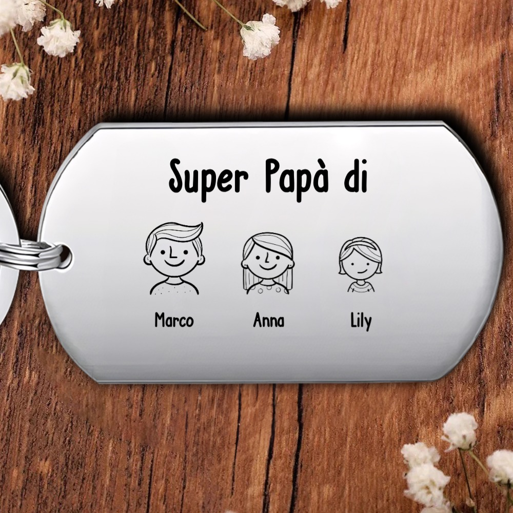 Portachiavi personalizzato la nostra famiglia figura papa mamma figli cane gatto