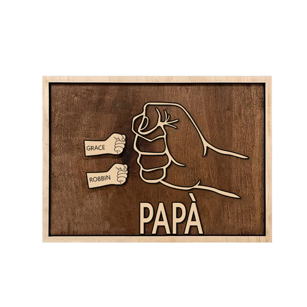 Targa di legno pugno a pugno 2 nomi personalizzabile regalo per papà